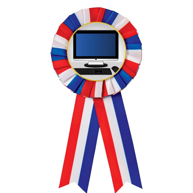 RED/WHITE/BLUE MYLAR ROSETTES