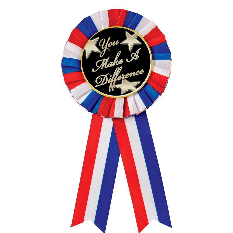 RED/WHITE/BLUE MYLAR ROSETTES