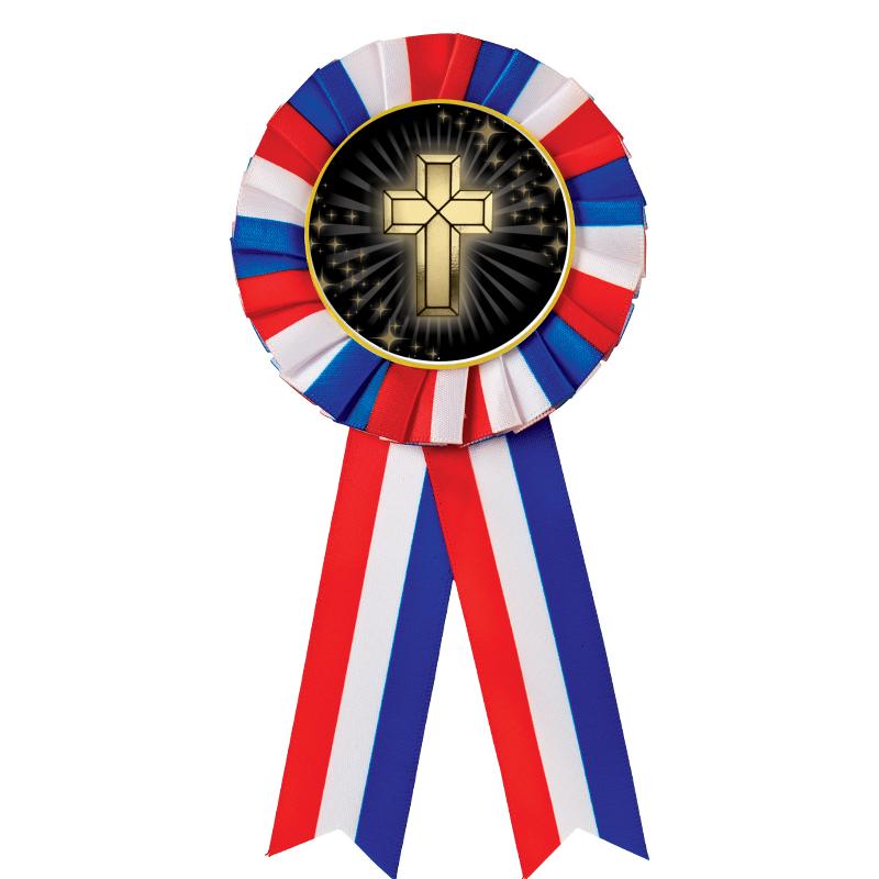 RED/WHITE/BLUE MYLAR ROSETTES