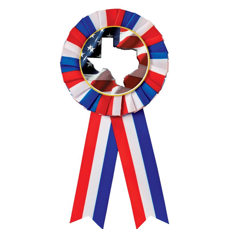 RED/WHITE/BLUE MYLAR ROSETTES
