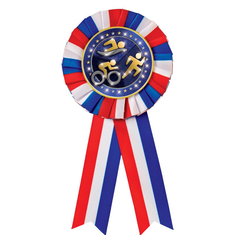 RED/WHITE/BLUE MYLAR ROSETTES