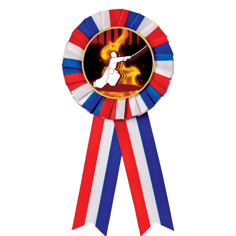 RED/WHITE/BLUE MYLAR ROSETTES