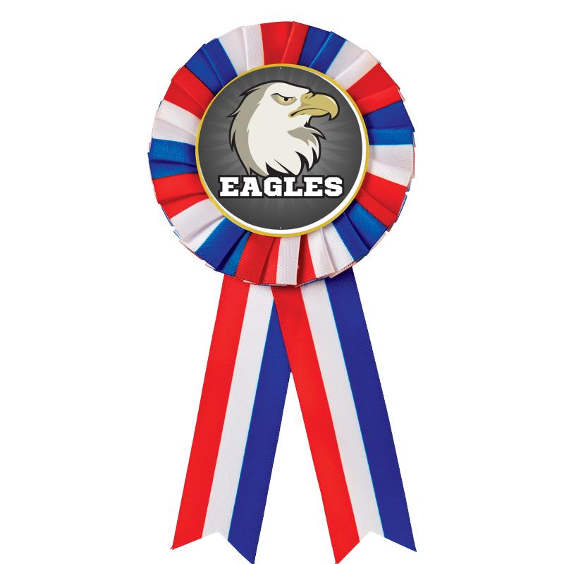 RED/WHITE/BLUE MYLAR ROSETTES