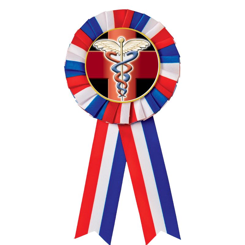 RED/WHITE/BLUE MYLAR ROSETTES