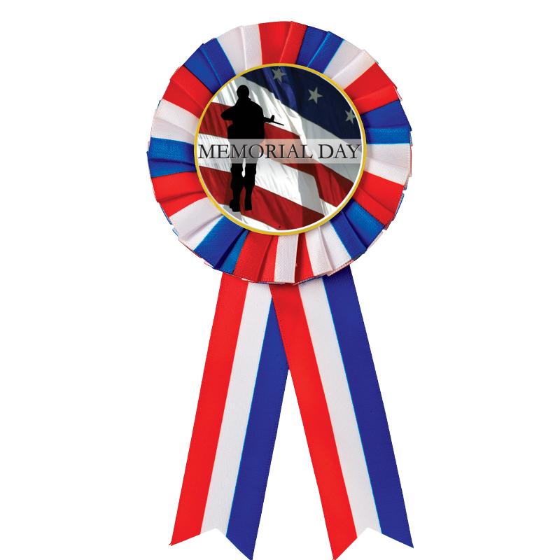 RED/WHITE/BLUE MYLAR ROSETTES