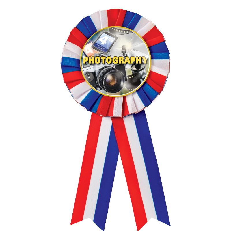 RED/WHITE/BLUE MYLAR ROSETTES