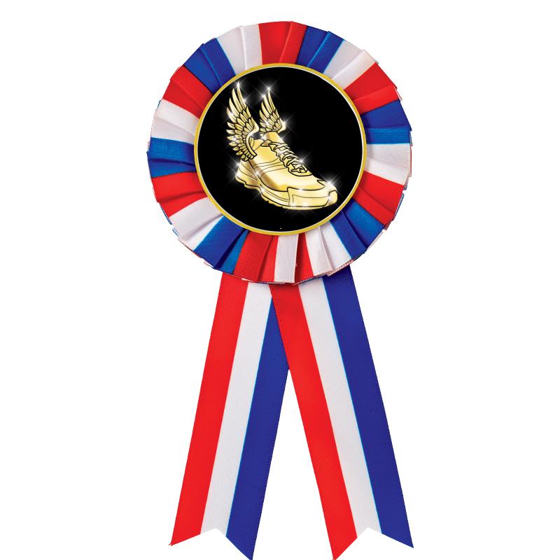 RED/WHITE/BLUE MYLAR ROSETTES