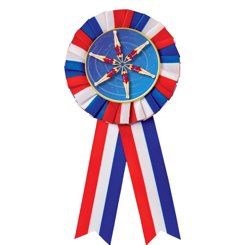 RED/WHITE/BLUE MYLAR ROSETTES
