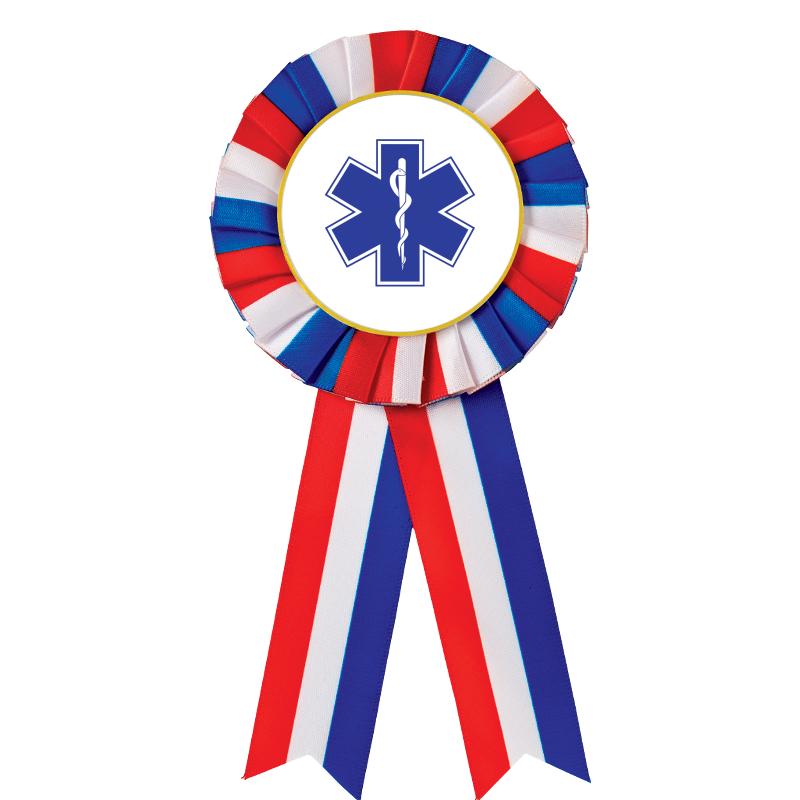 RED/WHITE/BLUE MYLAR ROSETTES