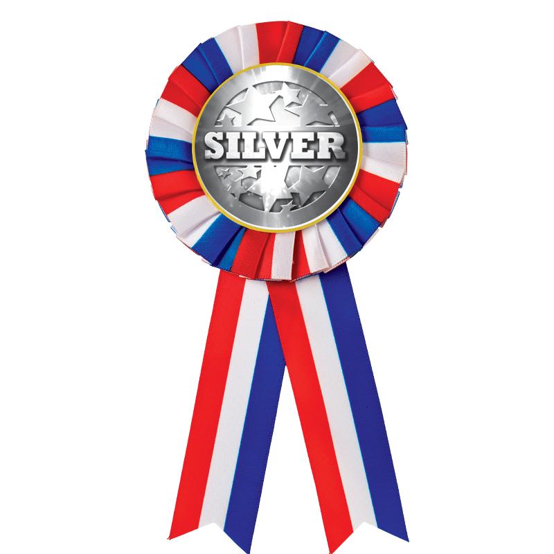 RED/WHITE/BLUE MYLAR ROSETTES