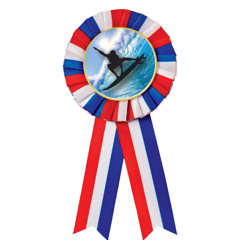 RED/WHITE/BLUE MYLAR ROSETTES