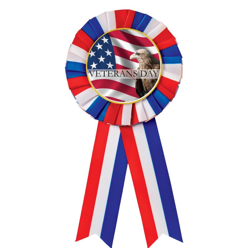 RED/WHITE/BLUE MYLAR ROSETTES