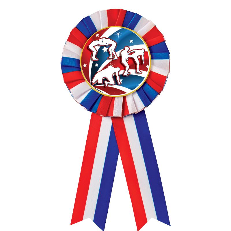 RED/WHITE/BLUE MYLAR ROSETTES