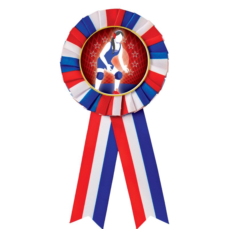 RED/WHITE/BLUE MYLAR ROSETTES