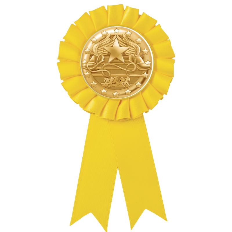 YELLOW MYLAR ROSETTES