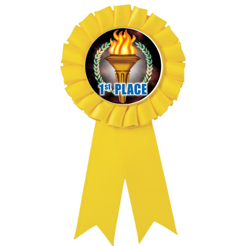 YELLOW MYLAR ROSETTES