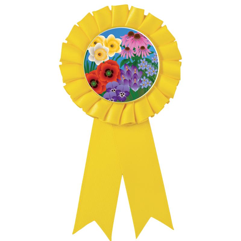 YELLOW MYLAR ROSETTES