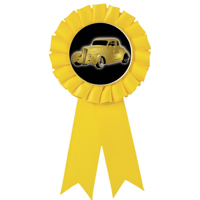 YELLOW MYLAR ROSETTES