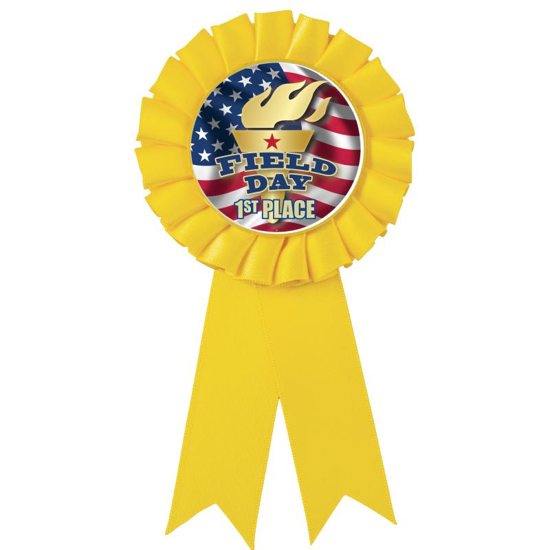 YELLOW MYLAR ROSETTES