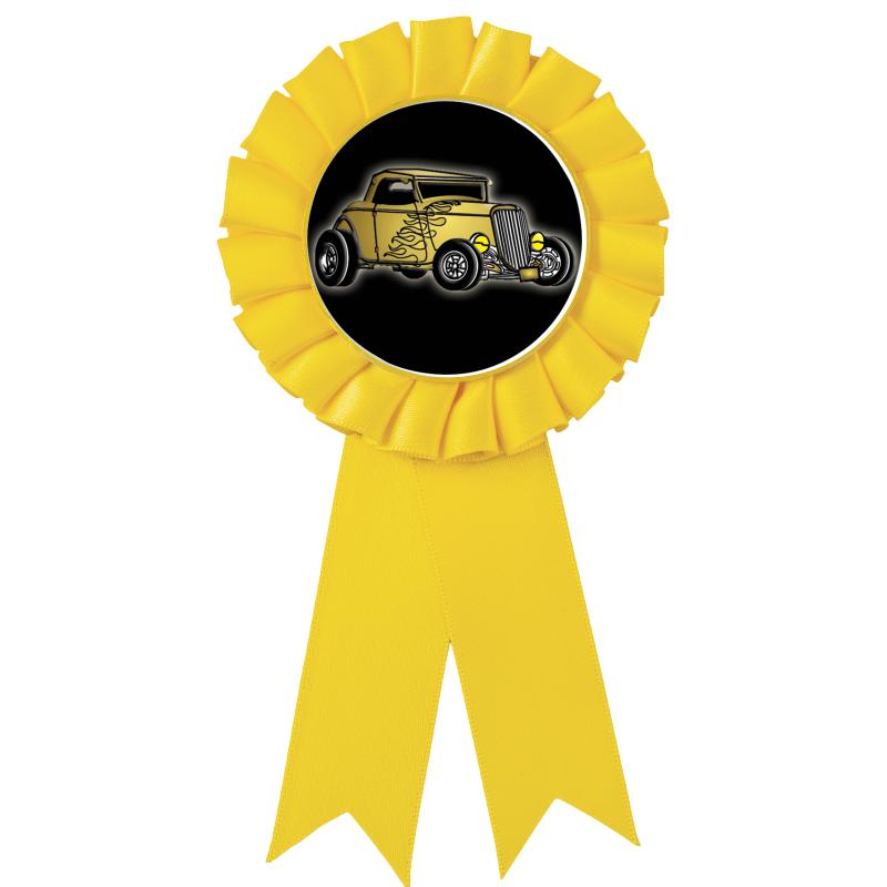 YELLOW MYLAR ROSETTES