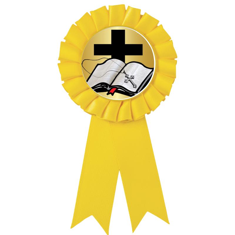 YELLOW MYLAR ROSETTES