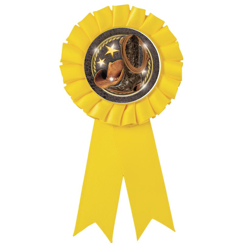 YELLOW MYLAR ROSETTES