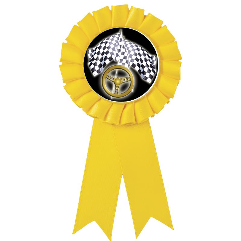 YELLOW MYLAR ROSETTES