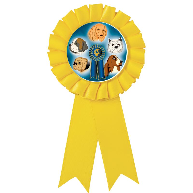 YELLOW MYLAR ROSETTES