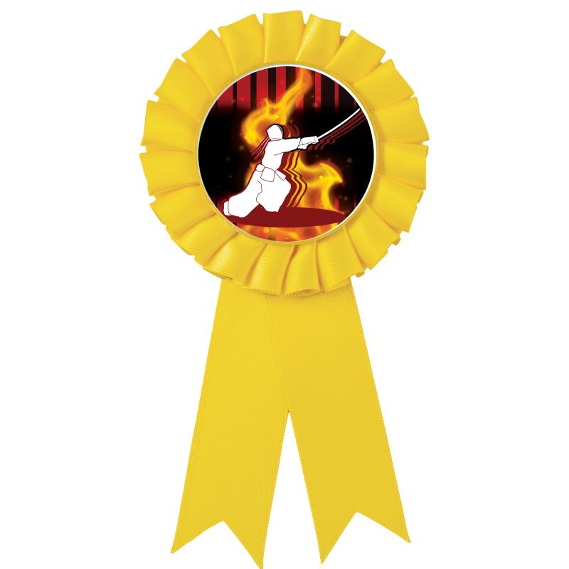 YELLOW MYLAR ROSETTES