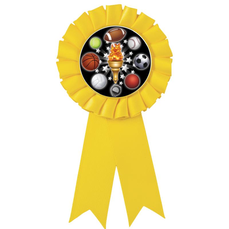 YELLOW MYLAR ROSETTES