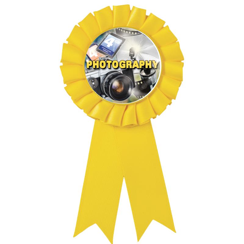 YELLOW MYLAR ROSETTES