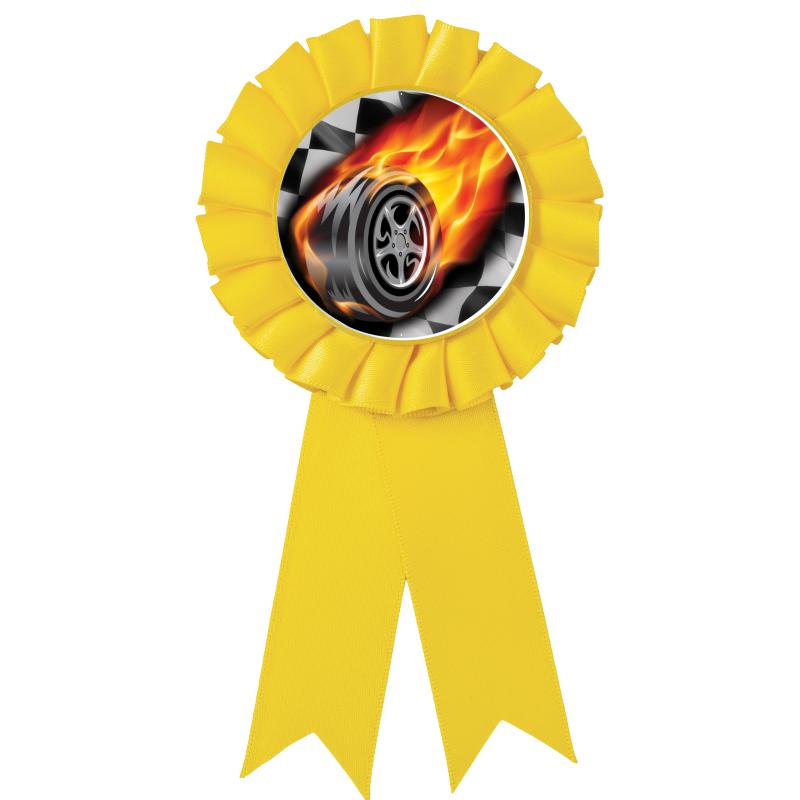 YELLOW MYLAR ROSETTES