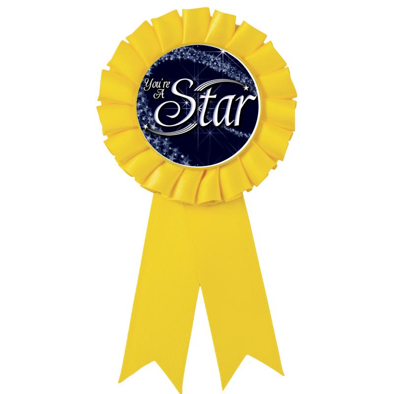 YELLOW MYLAR ROSETTES