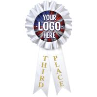 Third Place White Satin Preprinted Ribbon