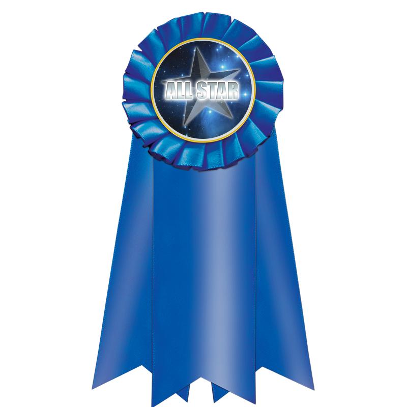 7" JUMBO BLUE MYLAR ROSETTE