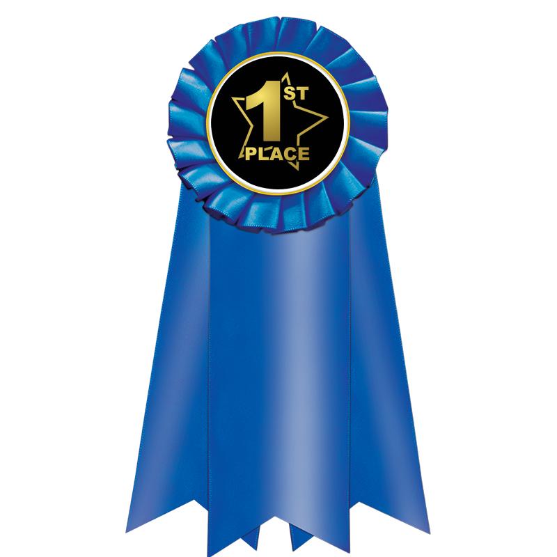7" JUMBO BLUE MYLAR ROSETTE