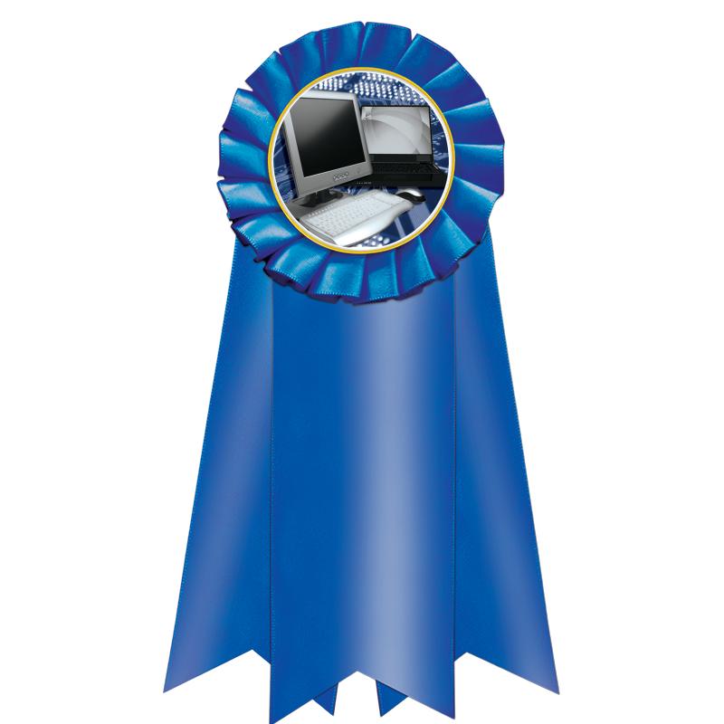 7" JUMBO BLUE MYLAR ROSETTE