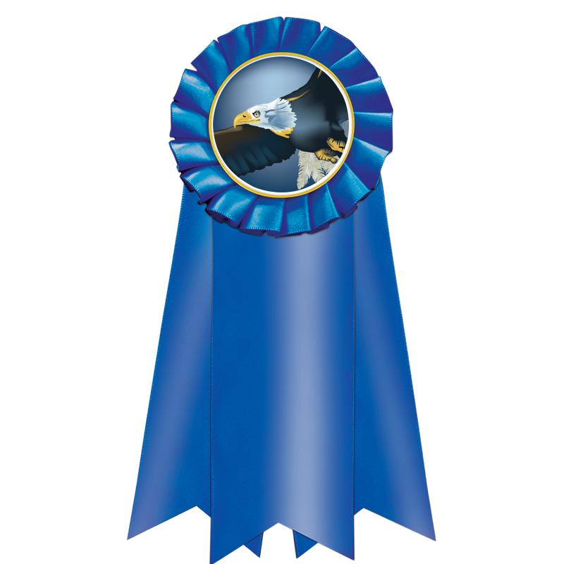 7" JUMBO BLUE MYLAR ROSETTE