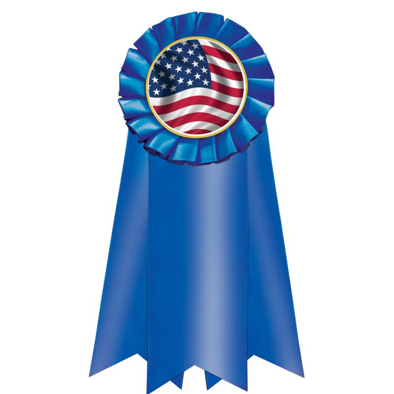 7" JUMBO BLUE MYLAR ROSETTE