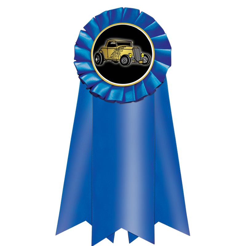 7" JUMBO BLUE MYLAR ROSETTE