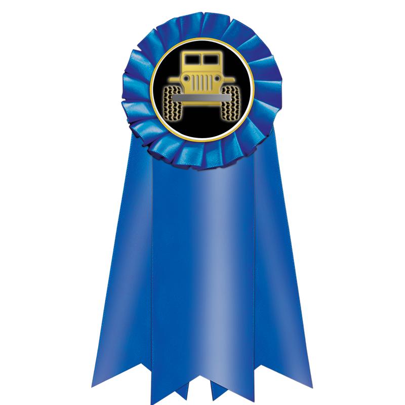 7" JUMBO BLUE MYLAR ROSETTE