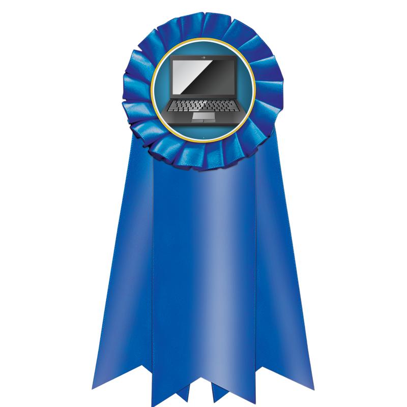 7" JUMBO BLUE MYLAR ROSETTE