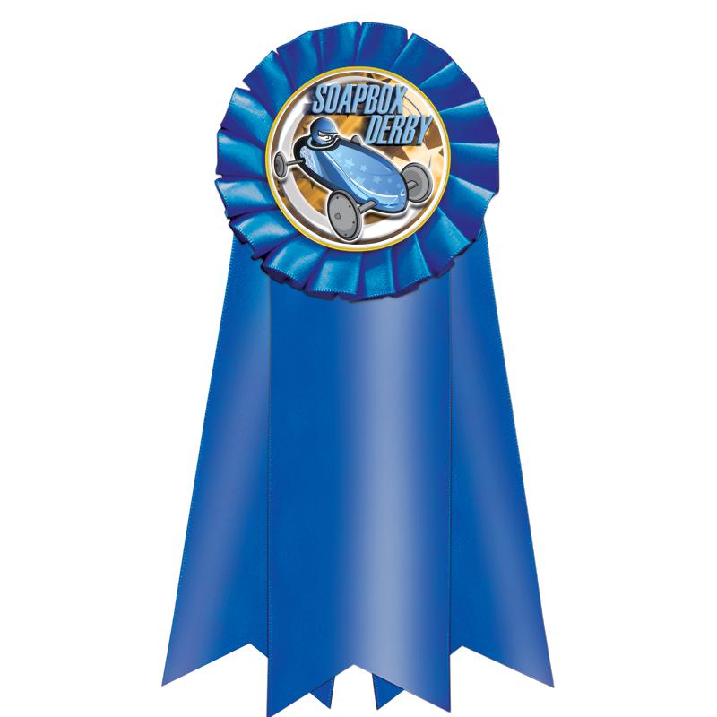 7" JUMBO BLUE MYLAR ROSETTE