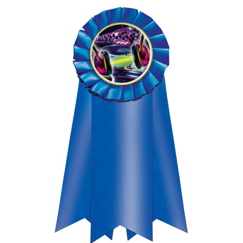 7" JUMBO BLUE MYLAR ROSETTE
