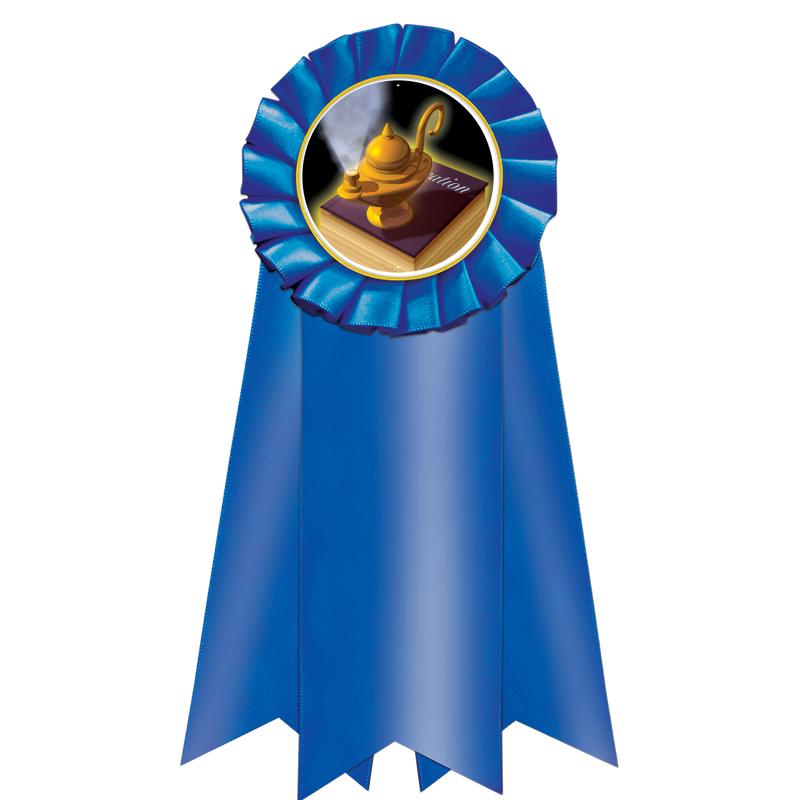 7" JUMBO BLUE MYLAR ROSETTE