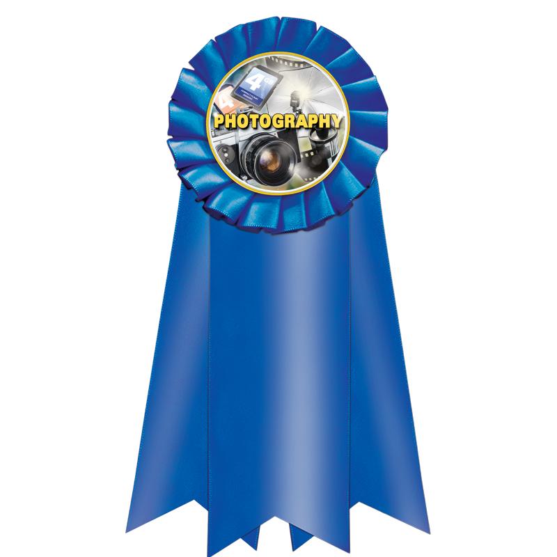7" JUMBO BLUE MYLAR ROSETTE