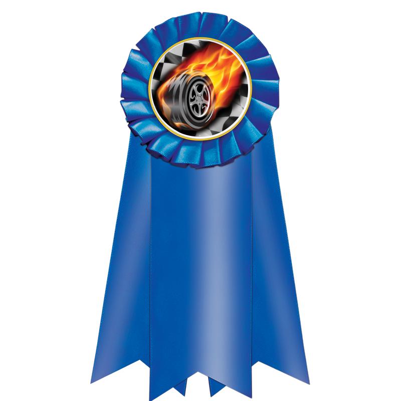 7" JUMBO BLUE MYLAR ROSETTE
