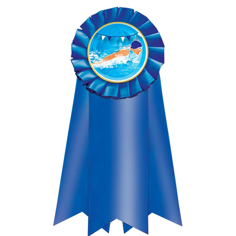 7" JUMBO BLUE MYLAR ROSETTE