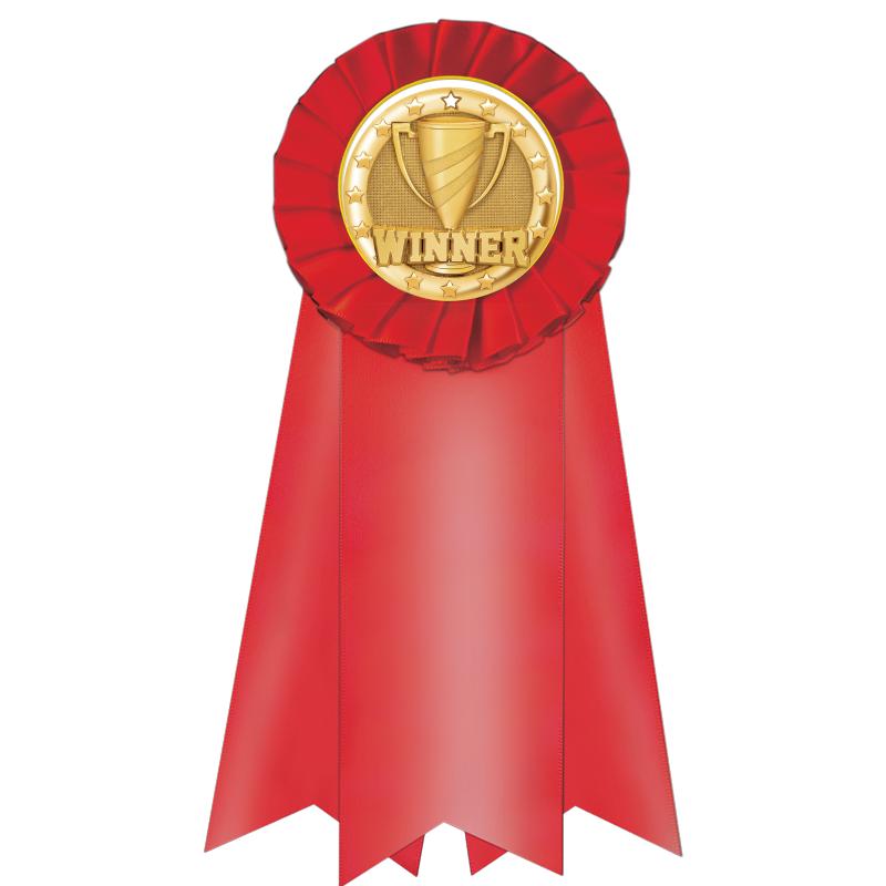 7" JUMBO RED MYLAR ROSETTE