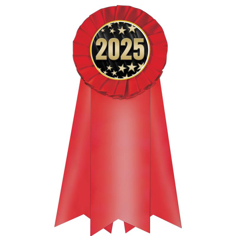 7" JUMBO RED MYLAR ROSETTE